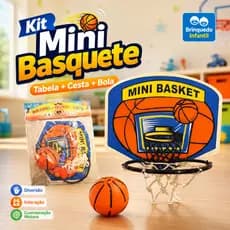 Kit Mini Basquete Infantil com Tabela Cesta e Bola Brinquedo Esportivo Menino Menina
