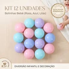 12 Bolinhas de Piscina Infantil Rosa Azul Lilás Brinquedo Bebê
