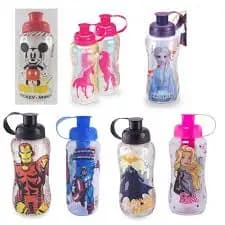 Garrafa Squeeze Infantil Personagens 550ml Plástico BPA Free Cores Sortidas