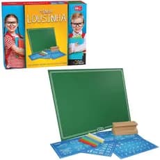 Mini Lousinha Infantil Madeira com Apagador 4 Gizes Cartelas Brinquedo Educativo Pais e Filhos