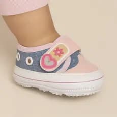 Tênis Sapatinho Menina Bebe Infantil Antiderrapante Calce Fácil  Moda Casual Leve Macio Dia Dia