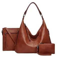 Kit Bolsa Feminina Ombro e Transversal  Casual Bolsa de Mão Luxo Espaçosa Dia a Dia Trabalho Passeio