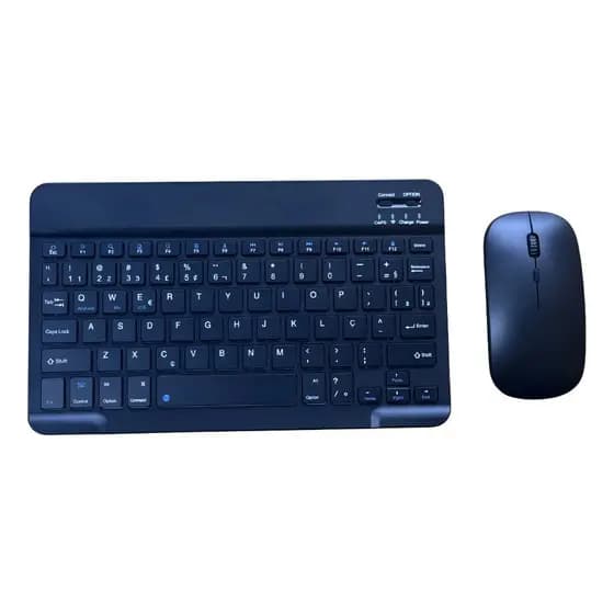 Kit Teclado E Mouse Sem Fio Para Pc Notebook Tablet iPad - Preto