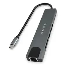 Hub Usb-c 8 Em 1 Adaptador Usb Sd Cartões Hdmi 4k Usb 3.0 Cinza
