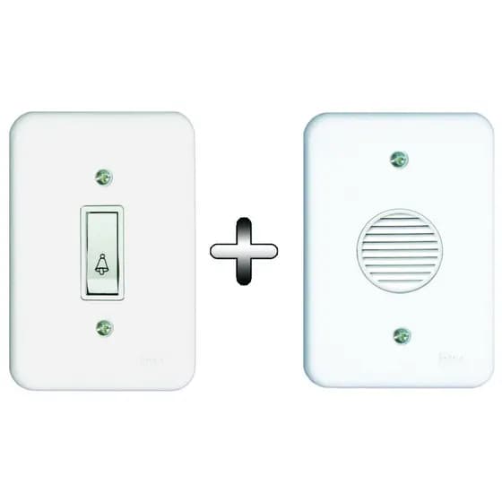 Conjunto 4x2 1 Interruptor Campainha + Campainha Cigarra Linha Pollar Radial