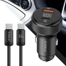 Carregador Veicular Turbo 60W PD 3.0 QC 4.0 Alumínio Premium + Cabo Tip-C Reforçado – Carregamento Ultra Rápido