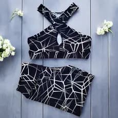 Conjunto Fitness Short E Top Roupa De Academia Estampado Feminino