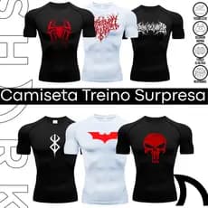 Camiseta Compressão Treino Academia Estampa Surpresa Aleatória Gym Esportes Maromba Bodybuild