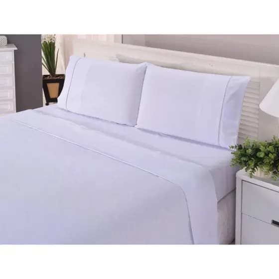 Jogo de Cama Super King 40alt. 3Pçs (somente o o Lençol com elástico + Par Fronhas) 230 fios 100% Algodão