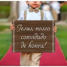 Quadro Decorativo 20x30 casamento madeira mdf jesus nosso convidado de honra decoração elegante