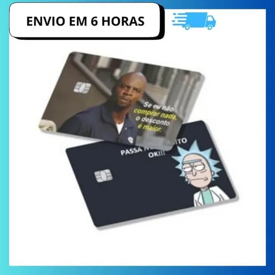 kit 2 Adesivo de cartão debito e credito divertido julios e cientista passa no credito