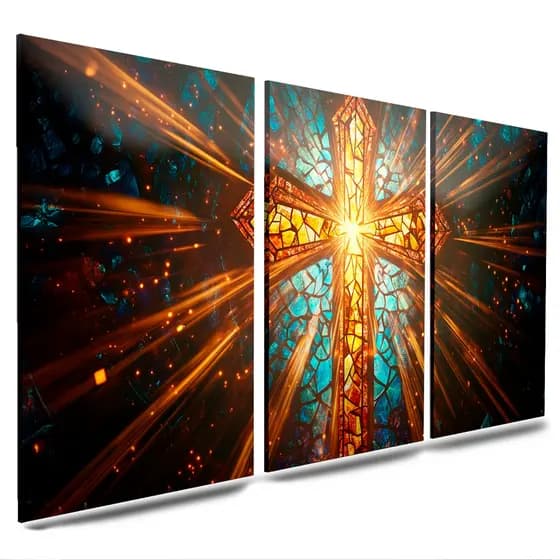 Quadro Decorativo religioso decoração de sala quarto cozinha hall igreja capela cruz sagrada vitral