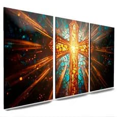 Quadro Decorativo religioso decoração de sala quarto cozinha hall igreja capela cruz sagrada vitral