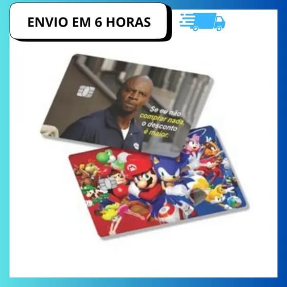kit 2 Adesivo de cartão debito e credito divertido julios e Mario Vídeo gamer ENVIO IMEDIATO