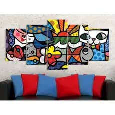 Quadro Decorativos 5 peças Sala, Quarto, Escritório Cozinha Área de lazer Decoração Romero Britto