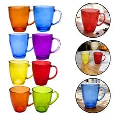 Par de Canecas Pai E Mãe 350ML De Vidro Xícaras Café Chá Coloridas Verona Clink 2 Peças