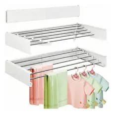 Varal de Parede Apartamento Retrátil Dobrável Mágico 80cm 5 Varetas Lavanderia Compacto