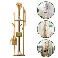Mancebo Cabideiro Bambu Chão Arara Roupas Prateleira 164,5cm