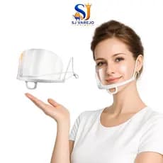 10 Máscara Facial Transparente Reutilizável - Proteção UV, Ajustável, Confortável