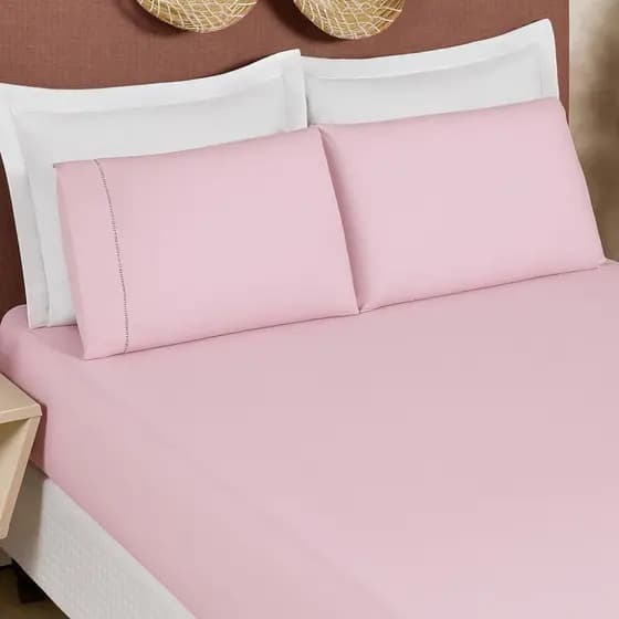 Jogo de Lençol Ponto Palito 400 Fios - Casal 03 Peças para cama box