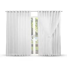 Cortina de Microfibra com Voil refresca ambiente 5 mts Para Varão Simples - Decoração Sala ou Quarto
