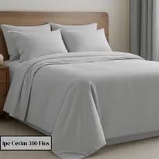 Jogo de Lençol Casal Queen King 100% Algodão Ipê 300 Fios 4 Peças Toque Macio e Elegante a Sua Cama
