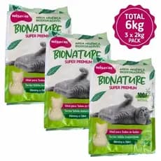 Areia Higiênica De Mandioca Para Gatos Wisecat 2kg kit 3Un