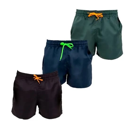 Kit 3 Shorts Tactel Curto Liso Masculino Moda Praia Corrida Academia