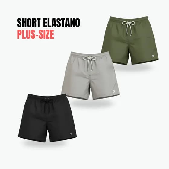 Kit 3 Short Plus Size Premium Bermuda Elastano Liso Moda Casual