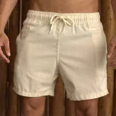 Short Mauricinho Linho Premium Com Bolso Verdugo Masculino Moda Praia