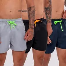Kit 3 Shorts Mauricinho Verão Tactel Masculino Curto Praia Academia Treino