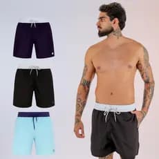Short Masculino Cós Duplo Tactel com Elastano Praia Férias