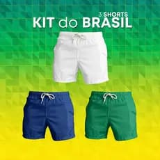 Kit 3 Short Mauricinho Masculino da Copa Brasil 2026 Linho Com Bolso Embutido