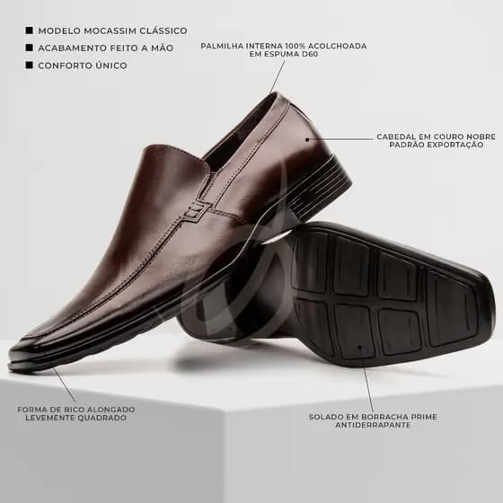 sapato bigioni social loafer premium sola borracha couro legítimo
