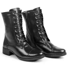 Bota Feminina Cano Médio Coturno Feminino Couro Conforto Promoção