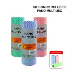 Kit 2 Rolos Pano Tipo Perfex Multiuso Para Limpeza Profunda Microfibra Rolo Com 25unid 20x40cm