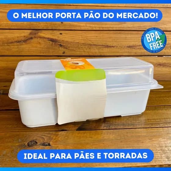 Porta Pao Retangular Para Pao de Forma Em Plastico Com Tampa Usual
