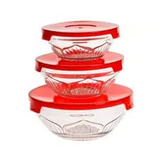JOGO DE POTES DE VIDRO TIGELAS COM TAMPA (3 UNIDADES) 150/200/350ML - CASA AMBIENTE