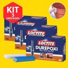 Kit 3 Durepoxi 50g Massa Epóxi Loctite Cinza Para Metal