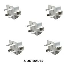 Adaptador de Tomada Padrão Telefone Com Rj11 Fêmea Branco - Kit com 5 peças