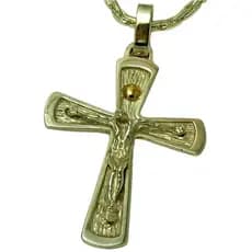 Pingente Crucifixo Prata 0,950, com Aplic Ouro 18k.