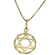 Pingente Estrela de Davi Ouro 18K - 0,750 Trabalhado a Buril