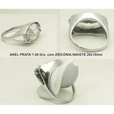 Anel Feminino Prata 925 e Zircônia.