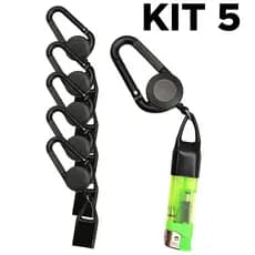 Kit 5 Chaveiro mosquetão Porta Isqueiro Retrátil Anti Rato para isqueiros Bic e similares