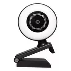 Webcam Anel Luz Led Microfone Ring Light Usb Gira 360º