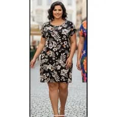 vestido manga viscose tucanos inspiração tropical