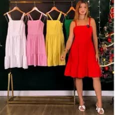 vestido curto liso viscose sarjada