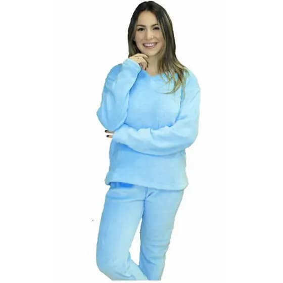 Pijama Soft Inverno Peluciado Feminino Masculino Adulto Manga Longa  Fleece Peluciado Flanelado Tedy