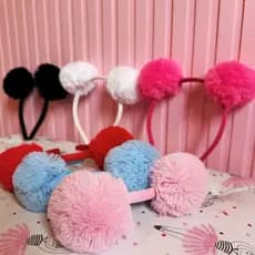 Tiara Pompom Menina Colors Maria Clara Poliana Flô Flô Estilosa Azul Vermelho Rosa Branco Preto