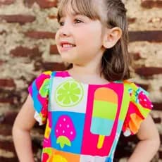 Vestido Picolé Menina Floral Inspiração Verão Novidade Confort Colorido
